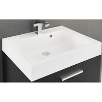 Wastafel Sanilux New York 58x46,5x10 cm 1 Kraangat Mineraalmarmer Wit