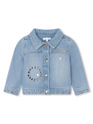 Chloé Kids veste en jean à détails d'œillets - Bleu