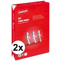 A4 kopieer papier - 2x - 500 vellen - wit - 80 grams - basic papier van stevige kwaliteit