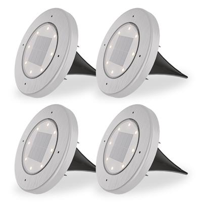 HOFTRONIC™ Ellis 4x Solar grondspots - 8 LEDs - 3000K warmwit licht - IP65 waterdicht - Incl. schemerschakelaar - RVS