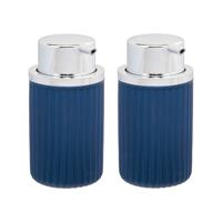 Luxe zeeppompje/dispenser Roma - 2x - blauw/zilver - kunststof - 8 x 15 cm - 420 ml