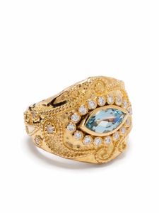 Aurelie Bidermann bague en or 18ct ornée de aigue-marine et diamants