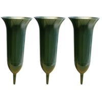 3x Groene kunststof grafvazen 26 cm