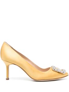 Manolo Blahnik escarpins Hangisi 70 mm à boucle ornée de cristal - Jaune