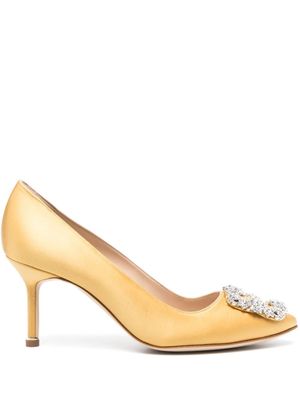 Manolo Blahnik escarpins Hangisi 70 mm à boucle ornée de cristal - Jaune