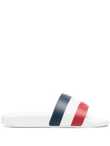 Moncler claquettes à bande tricolore - Blanc