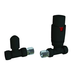 Radiator Aansluitset BWS Valve 15mm Met Rechte Aansluiting Mat Zwart