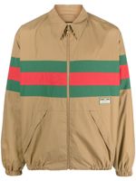 Gucci Web-stripe zip-up shirt jacket - Marron - thumbnail