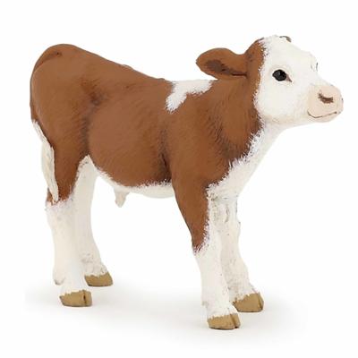 Papo Speelfiguur Koe - bruin - kalfje - Simmental - 6 x 2,5 cm - kunststof