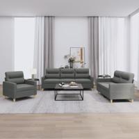 3-delige Loungeset met kussens stof donkergrijs