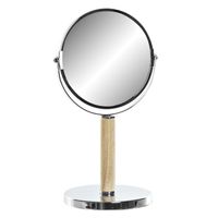 Badkamerspiegel / make-up spiegel rond dubbelzijdig metaal zilver D19 x H34 cm   -