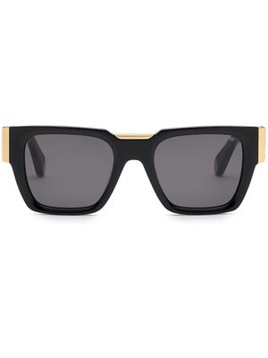 Philipp Plein Eyewear lunettes de soleil carrées à plaque logo - Noir