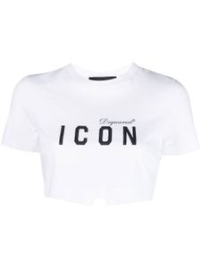 DSQUARED2 t-shirt crop en coton à imprimé Icon - Blanc