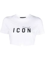 DSQUARED2 t-shirt crop en coton à imprimé Icon - Blanc