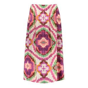 Geisha - Fuchsia Halflange rok met print - Maat XXL