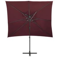 The Living Store Parasol Rood 250x250x253 cm - uv-beschermend polyester - kantelbaar en draaibaar - stabiele aluminium