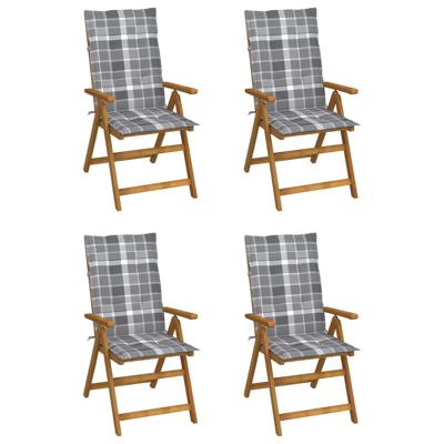 Tuinstoelen 4 st verstelbaar met kussens massief acaciahout