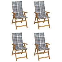 Tuinstoelen 4 st verstelbaar met kussens massief acaciahout