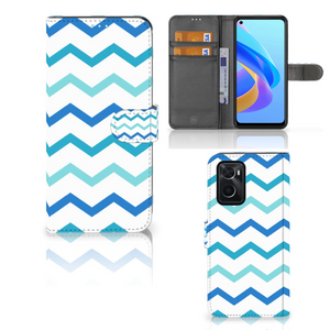 OPPO A76 | A96 Telefoon Hoesje Zigzag Blauw