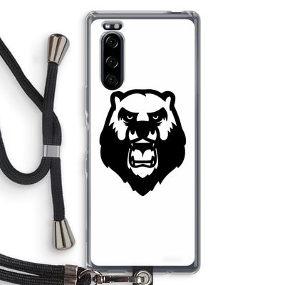 Angry Bear (white): Sony Xperia 5 Transparant Hoesje met koord