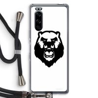 Angry Bear (white): Sony Xperia 5 Transparant Hoesje met koord