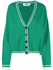 MSGM cardigan en maille à bords rayés - Vert