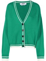 MSGM cardigan en maille à bords rayés - Vert