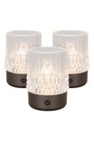Lucide LILY - Oplaadbare Tafellamp - Accu/Batterij - Ø 8 cm - LED 3 StepDim - 1x3W 2700K/3000K - Zwart chroom - Set van 3