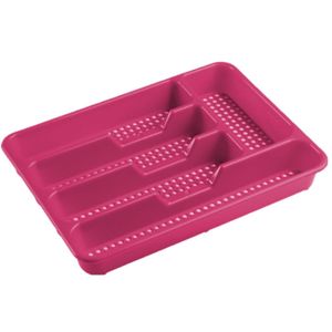 Bestekbak/bestekhouders 5-vaks fuchsia roze 34 x 25 x 4 cm