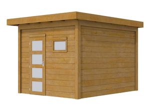 Woodvision Douglas Tuinhuis Topvision Raaf Groen geïmpregneerd 303x303 cm- Plat dak- Geïmpregneerd lariks Douglas hout- Woodvision