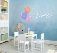 Fotobehang babykamer olifant met naam
