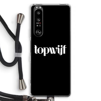 Topwijf Zwart: Sony Xperia 1 III Transparant Hoesje met koord