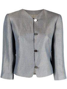 Giorgio Armani Pre-Owned veste sans col à carreaux (années 2000) - Bleu