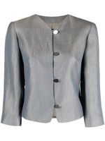 Giorgio Armani Pre-Owned veste sans col à carreaux (années 2000) - Bleu - thumbnail