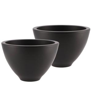 DK Design Bloempot/plantenpot - 2x - Vinci - zwart mat - voor kamerplant - D15 x H23 cm