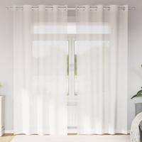 Gordijnen voile met doorvoertules 2 st wit