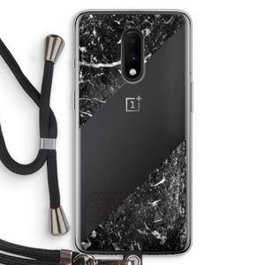 Zwart marmer: OnePlus 7 Transparant Hoesje met koord