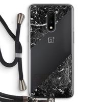 Zwart marmer: OnePlus 7 Transparant Hoesje met koord