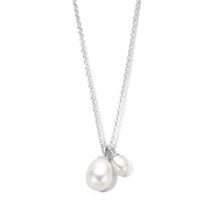 Ketting Parels zilver-zoetwaterparel wit 42-46 cm