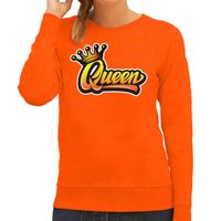 Oranje koningsdag Queen sweater / trui voor dames