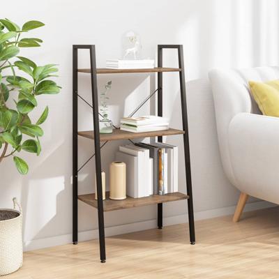 Opbergmeubel met 3 lagen 56x35x108 cm donkerbruin en zwart