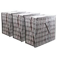 Multipak van 3x stuks mega/jumbo/XXL boodschappentas/shopper zwart geruit 55 x 30 cm van kunststof