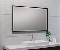 Mueller Square LED spiegel 100x60cm mat zwart met spiegelverwarming