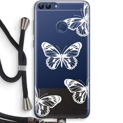 White butterfly: Huawei P Smart (2018) Transparant Hoesje met koord