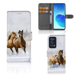 OPPO Reno 6 Pro Plus 5G Telefoonhoesje met Pasjes Paarden