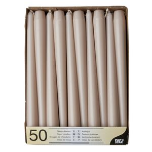 50x stuks dinerkaarsen taupe bruin 25 cm - Dinerkaarsen