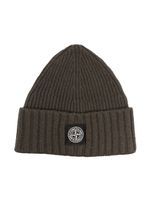 Stone Island Junior bonnet en maille à patch logo - Vert - thumbnail