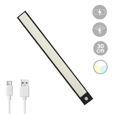 Kastverlichting met sensor - dual white - 30cm - oplaadbaar - zwart