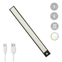 Kastverlichting met sensor - dual white - 30cm - oplaadbaar - zwart Kastverlichting met sensor - dual white - 30cm - oplaadbaar - zwart