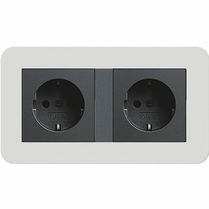 Gira E3 dubbel stopcontact lichtgrijs antraciet